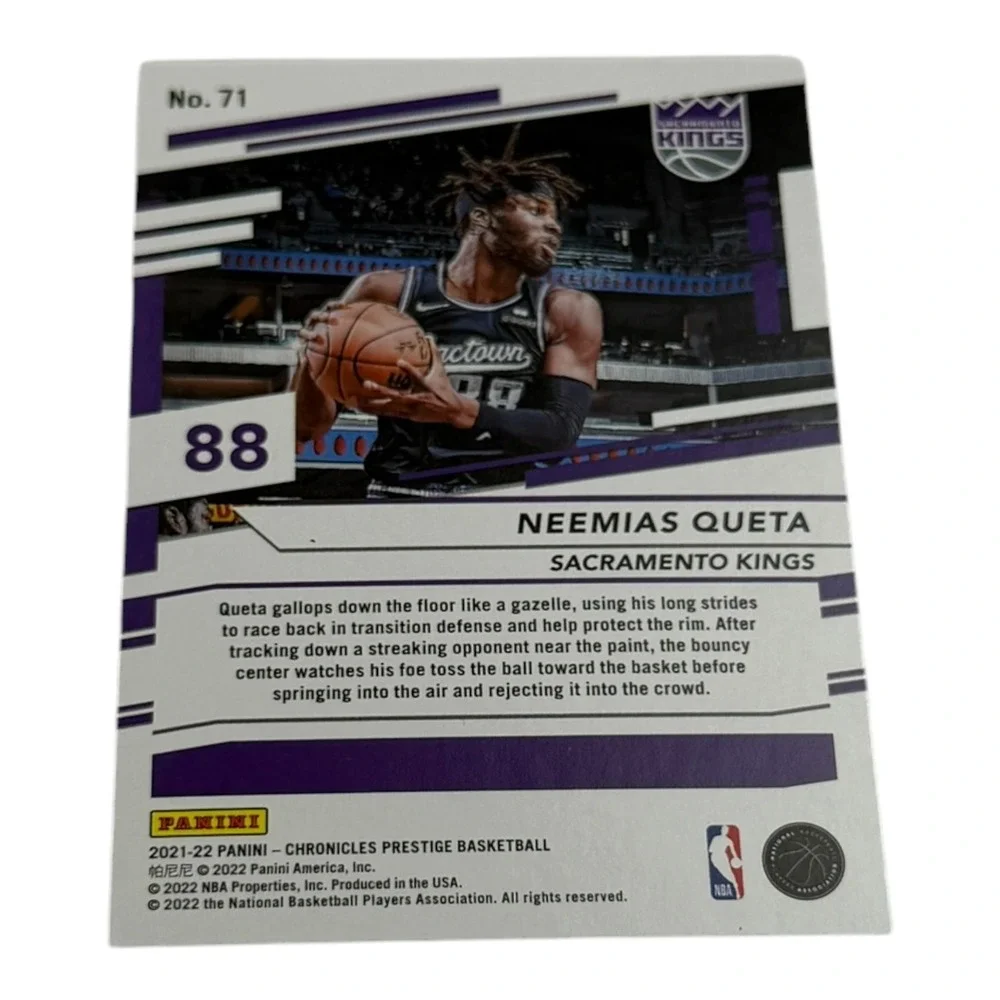 Neemias Queta 2021-22 Panini Chronicles Prestige Rookie Card 71 Sacramento Kings